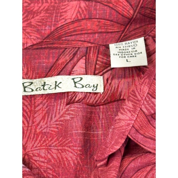 Batik Bay Mens Hawaiian Shirt Palm Tree Print Short Sleeve Casual Red L - Picture 4 of 7